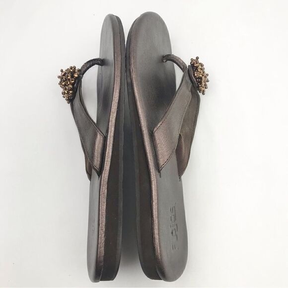 Flojos Bronze Beaded FlipFlop Sandals - Picture 4 of 10